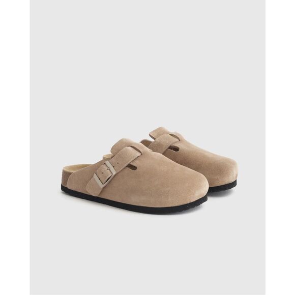 Quince Shoes - Quince Clog Mules Water Repellent Suede Dune Tan 7